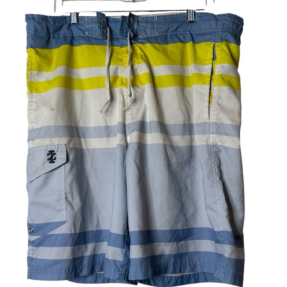 Izod Men's Striped Shorts - Blue, Yellow, White